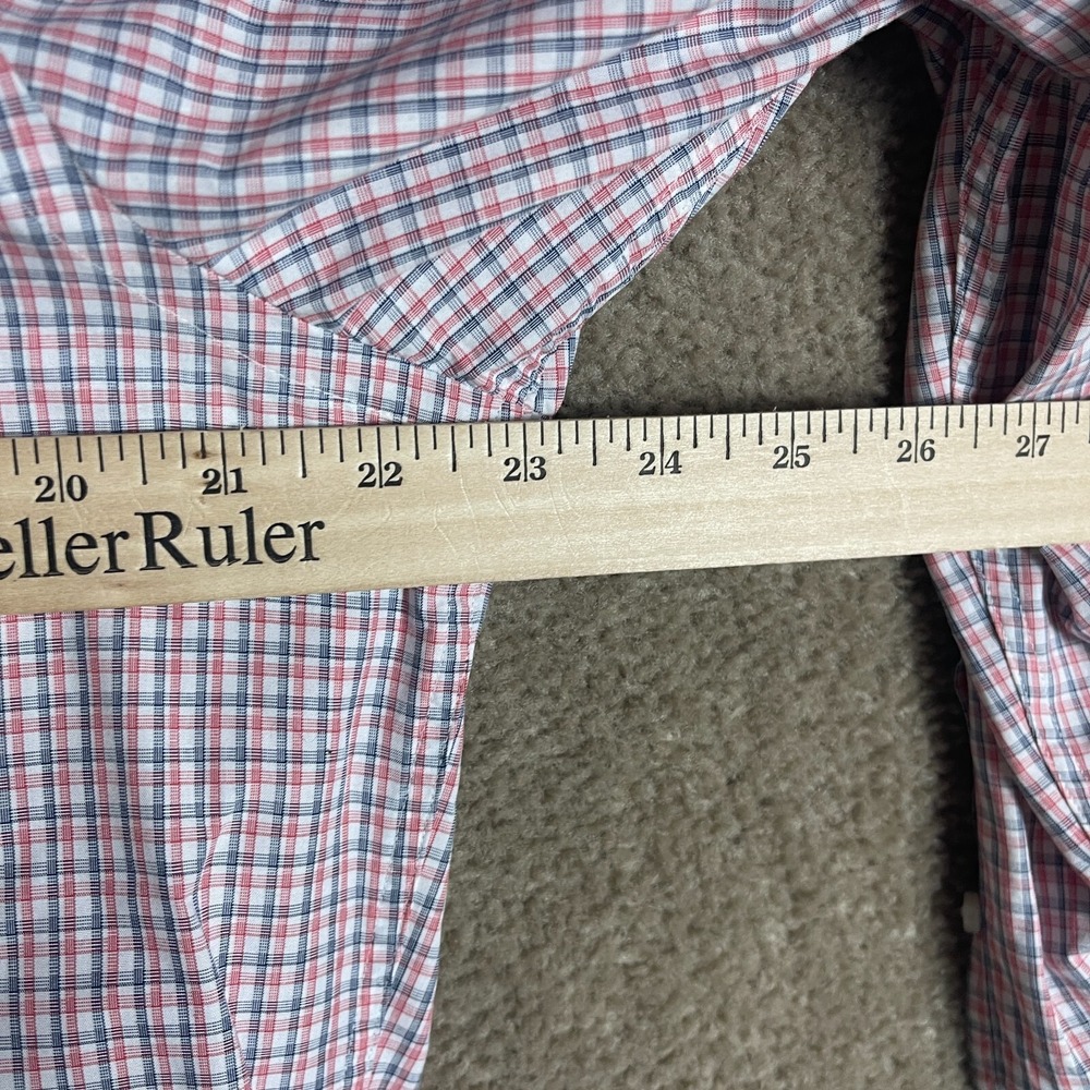 Hugo Boss Dress Shirt Mens 16 Large‎ Red Black Plaid Sharp Fit Button Up Cotton - Picture 6 of 12